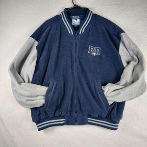Big Dogs Vintage Polar Dogs Fleece Bomber Jacket Mens XL Full Zip Blue Gray